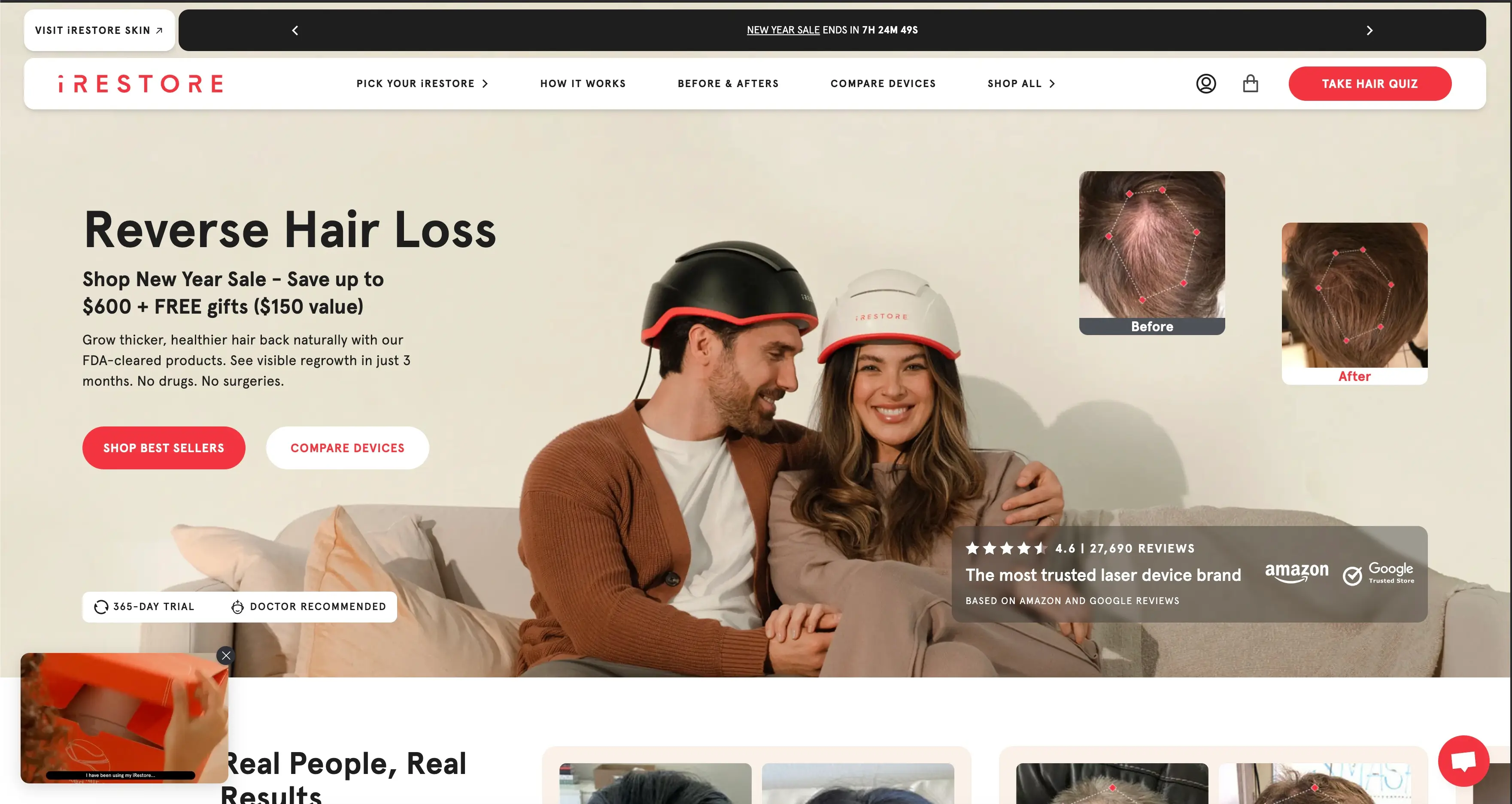 One of the various sections customly created for iRestore. This is the hero section for the home page.