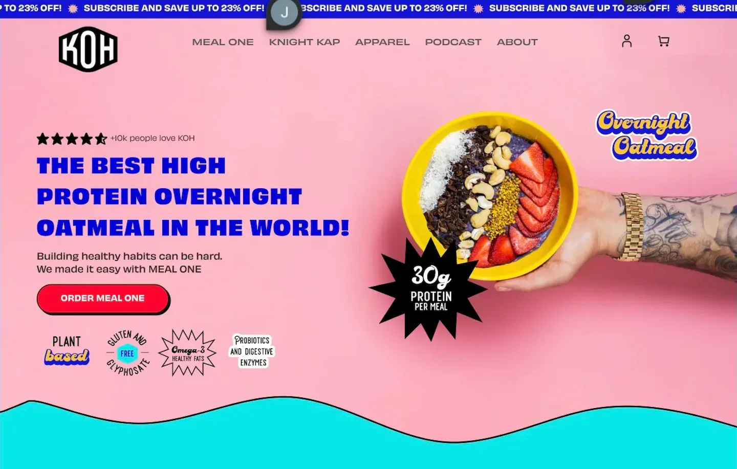 One of the various sections customly created for Kreatures Of Habit. This is the hero section of their primary product.