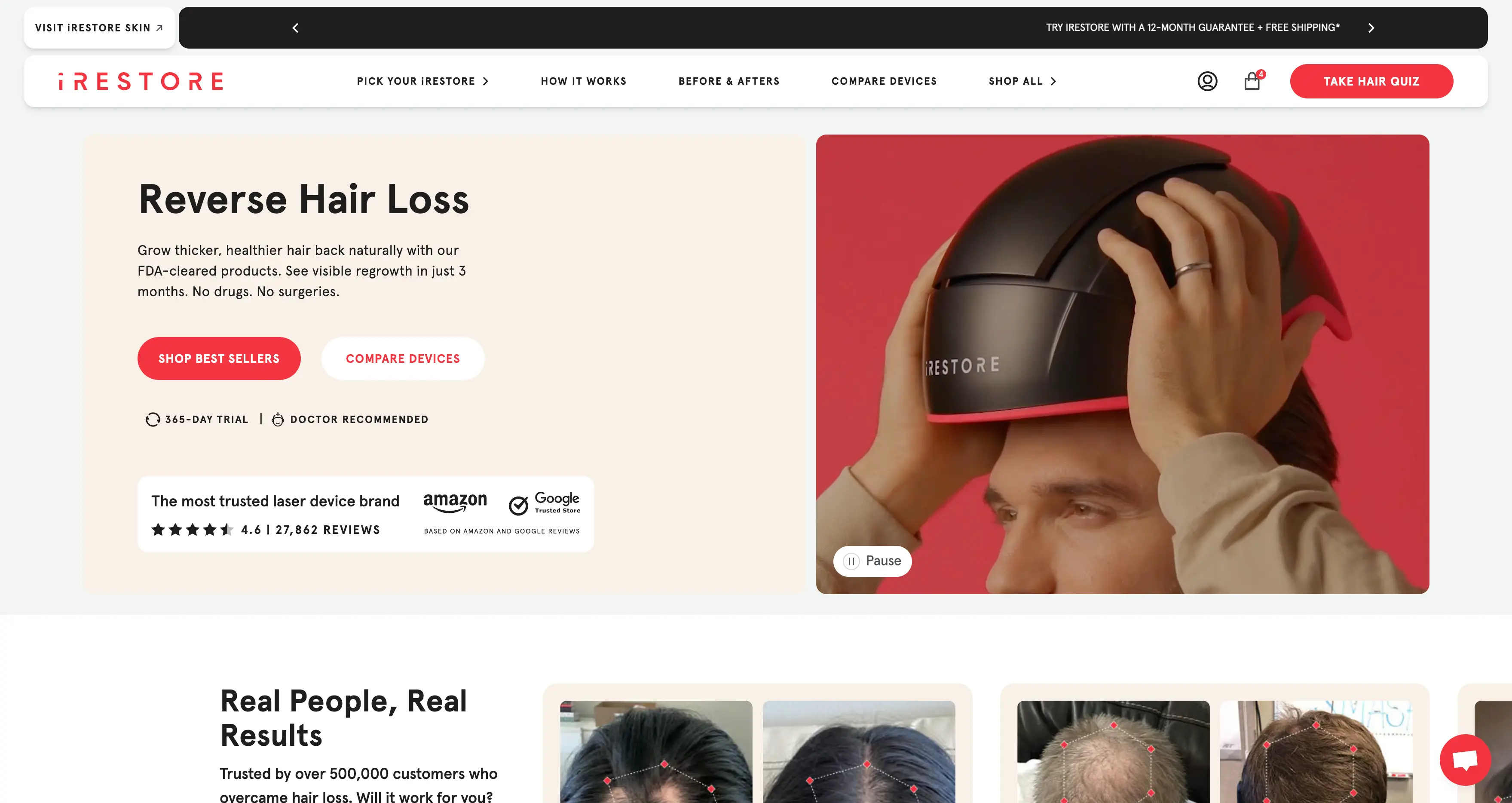 One of the various sections customly created for iRestore. This is the hero section to show off their primary product.