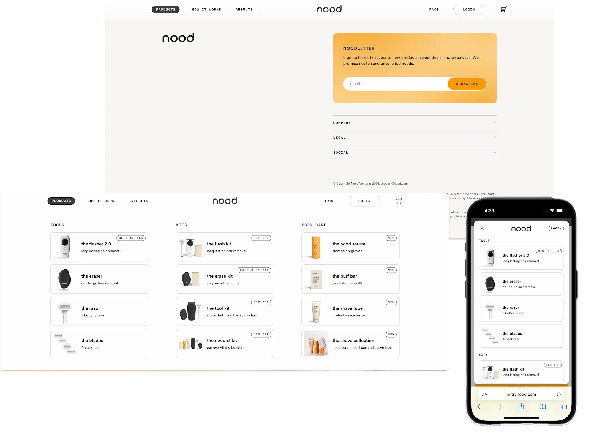 A compilation of sub tasks done for Nood: ranging from a nav bar redesign to improvements in their footer for SEO.
